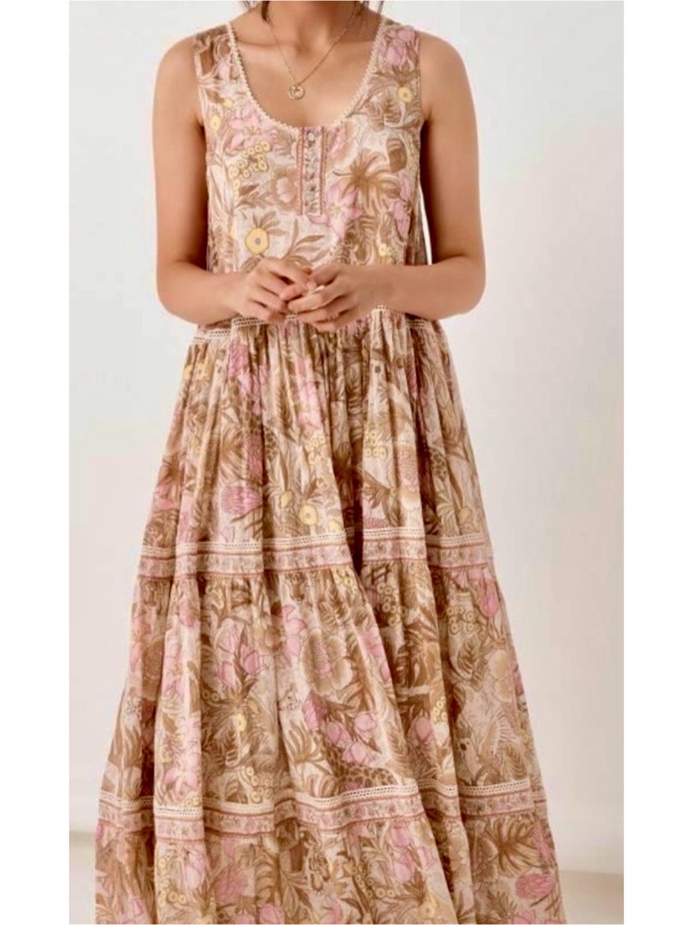 Spell & the Gypsy Jungle Safari Tiered Maxi Dress Size Small